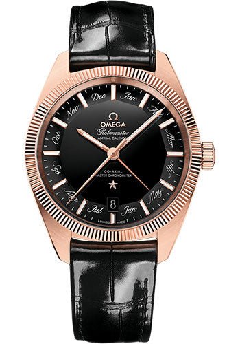 Omega Constellation Globemaster Omega Co-Axial Master Chronometer Annual Calendar – 41 mm Sedna Gold Case – Black Dial – Black Leather Strap – 130.53.41.22.01.001