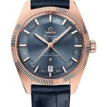 Omega Constellation Globemaster Co-Axial Master Chronometer Annual Calendar Watch – 41 mm Sedna Gold Case – Fluted Bezel – Blue Dial – Blue Leather Strap – 130.53.41.22.03.001