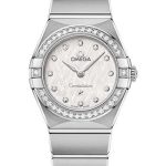Omega Constellation Manhattan Quartz Watch – 25 mm Steel Case – Diamond-Paved Bezel – White Silvery Dial – 131.15.25.60.52.001