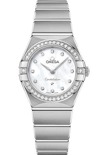 Omega Constellation Manhattan Quartz Watch – 25 mm Steel Case – Diamond-Paved Bezel – Mother-Of-Pearl Diamond Dial – 131.15.25.60.55.001