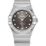 Omega Constellation Manhattan Quartz Watch – 25 mm Steel Case – Diamond-Paved Bezel – Grey Diamond Dial – 131.15.25.60.56.001