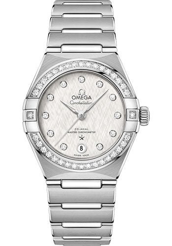 Omega Constellation Manhattan Co-Axial Master Chronometer Watch – 29 mm Steel Case – Diamond-Paved Bezel – White Silvery Dial – 131.15.29.20.52.001