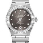 Omega Constellation Manhattan Co-Axial Master Chronometer Watch – 29 mm Steel Case – Diamond-Paved Bezel – Grey Diamond Dial – 131.15.29.20.56.001