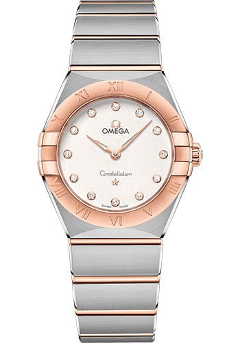 Omega Constellation Manhattan Quartz Watch – 28 mm Steel And Sedna Gold Case – Crystal White Silvery Diamond Dial – 131.20.28.60.52.001