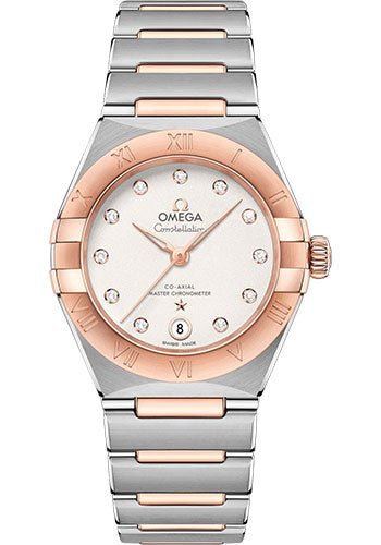 Omega Constellation Manhattan Co-Axial Master Chronometer Watch – 29 mm Steel And Sedna Gold Case – Crystal White Silvery Diamond Dial – 131.20.29.20.52.001