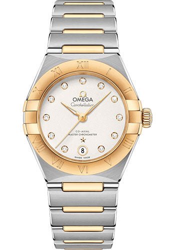 Omega Constellation Manhattan Co-Axial Master Chronometer Watch – 29 mm Steel And Yellow Gold Case – Crystal White Slivery Diamond Dial – 131.20.29.20.52.002