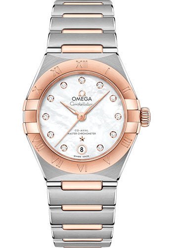 Omega Constellation Manhattan Co-Axial Master Chronometer Watch – 29 mm Steel And Sedna Gold Case – Mother-Of-Pearl Diamond Dial – 131.20.29.20.55.001