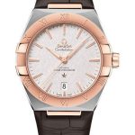 Omega Constellation OMEGA Co-Axial Master Chronometer – 39 mm Steel And Sedna Gold Case – Silvery Dial – Brown Leather Strap – 131.23.39.20.02.001