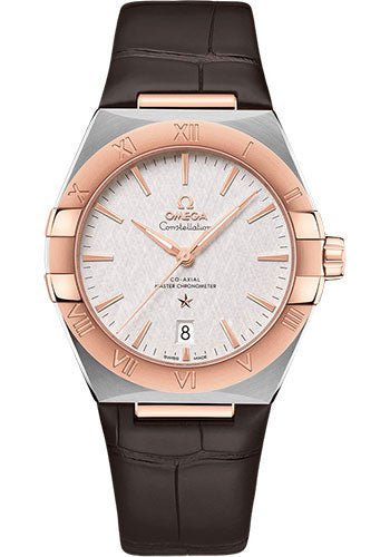 Omega Constellation OMEGA Co-Axial Master Chronometer – 39 mm Steel And Sedna Gold Case – Silvery Dial – Brown Leather Strap – 131.23.39.20.02.001