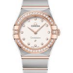 Omega Constellation Manhattan Quartz Watch – 25 mm Steel And Sedna Gold Case – Diamond-Paved Bezel – Crystal White Silvery Diamond Dial – 131.25.25.60.52.001