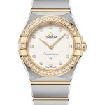 Omega Constellation Manhattan Quartz Watch – 25 mm Steel And Yellow Gold Case – Diamond-Paved Bezel – Crystal White Silvery Diamond Dial – 131.25.25.60.52.002