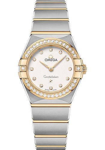 Omega Constellation Manhattan Quartz Watch – 25 mm Steel And Yellow Gold Case – Diamond-Paved Bezel – Crystal White Silvery Diamond Dial – 131.25.25.60.52.002
