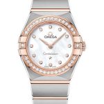 Omega Constellation Manhattan Quartz Watch – 25 mm Steel And Sedna Gold Case – Diamond-Paved Bezel – Mother-Of-Pearl Diamond Dial – 131.25.25.60.55.001