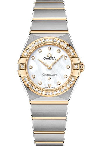 Omega Constellation Manhattan Quartz Watch – 25 mm Steel And Yellow Gold Case – Diamond-Paved Bezel – Mother-Of-Pearl Diamond Dial – 131.25.25.60.55.002