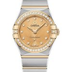 Omega Constellation Manhattan Quartz Watch – 25 mm Steel And Yellow Gold Case – Diamond-Paved Bezel – Champagne Diamond Dial – 131.25.25.60.58.001