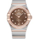 Omega Constellation Manhattan Quartz Watch – 25 mm Steel And Sedna Gold Case – Diamond-Paved Bezel – Brown Diamond Dial – 131.25.25.60.63.001