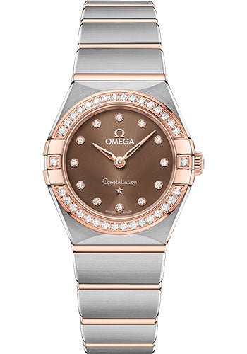 Omega Constellation Manhattan Quartz Watch – 25 mm Steel And Sedna Gold Case – Diamond-Paved Bezel – Brown Diamond Dial – 131.25.25.60.63.001
