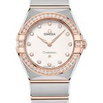 Omega Constellation Manhattan Quartz Watch – 28 mm Steel And Sedna Gold Case – Diamond-Paved Bezel – Crystal White Silvery Diamond Dial – 131.25.28.60.52.001