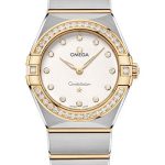 Omega Constellation Manhattan Quartz Watch – 28 mm Steel And Yellow Gold Case – Diamond-Paved Bezel – Crystal White Silvery Diamond Dial – 131.25.28.60.52.002