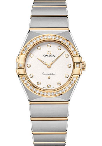 Omega Constellation Manhattan Quartz Watch – 28 mm Steel And Yellow Gold Case – Diamond-Paved Bezel – Crystal White Silvery Diamond Dial – 131.25.28.60.52.002