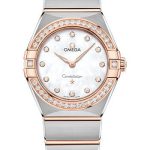 Omega Constellation Manhattan Quartz Watch – 28 mm Steel And Sedna Gold Case – Diamond-Paved Bezel – Mother-Of-Pearl Diamond Dial – 131.25.28.60.55.001