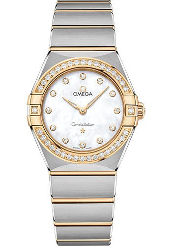 Omega Constellation Manhattan Quartz Watch – 28 mm Steel And Yellow Gold Case – Diamond-Paved Bezel – Mother-Of-Pearl Diamond Dial – 131.25.28.60.55.002