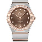 Omega Constellation Manhattan Quartz Watch – 28 mm Steel And Sedna Gold Case – Diamond-Paved Bezel – Brown Diamond Dial – 131.25.28.60.63.001