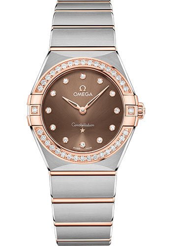 Omega Constellation Manhattan Quartz Watch – 28 mm Steel And Sedna Gold Case – Diamond-Paved Bezel – Brown Diamond Dial – 131.25.28.60.63.001