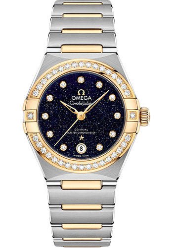 Omega Constellation Omega Co-Axial Master Chronometer – 29 mm Steel And Yellow Gold Case – Diamond Bezel – Blue Glass Diamond Dial – 131.25.29.20.53.001