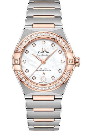 Omega Constellation Manhattan Co-Axial Master Chronometer Watch – 29 mm Steel And Sedna Gold Case – Diamond-Paved Bezel – Mother-Of-Pearl Diamond Dial – 131.25.29.20.55.001