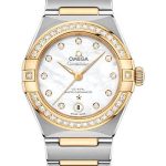 Omega Constellation Manhattan Co-Axial Master Chronometer Watch – 29 mm Steel And Yellow Gold Case – Diamond-Paved Bezel – Mother-Of-Pearl Diamond Dial – 131.25.29.20.55.002