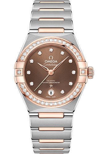 Omega Constellation Manhattan Co-Axial Master Chronometer Watch – 29 mm Steel And Sedna Gold Case – Diamond-Paved Bezel – Brown Diamond Dial – 131.25.29.20.63.001
