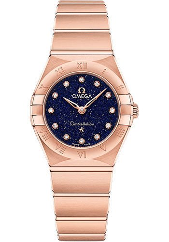 Omega Constellation Quartz – 25 mm Sedna Gold Case – Blue Glass Diamond Dial – 131.50.25.60.53.002