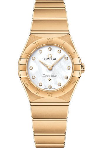 Omega Constellation Manhattan Quartz Watch – 25 mm Yellow Gold Case – Mother-Of-Pearl Diamond Dial – 131.50.25.60.55.002