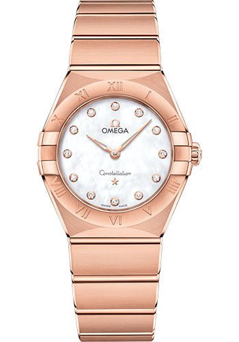 Omega Constellation Manhattan Quartz Watch – 28 mm Sedna Gold Case – Mother-Of-Pearl Diamond Dial – 131.50.28.60.55.001