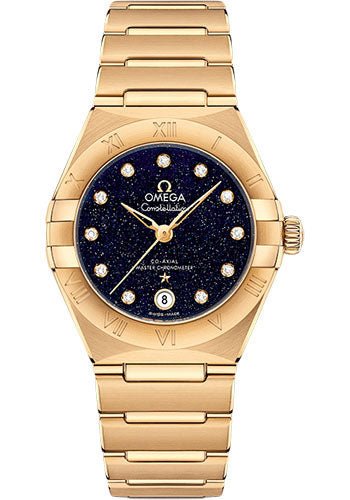 Omega Constellation Omega Co-Axial Master Chronometer – 29 mm Yellow Gold Case – Blue Glass Diamond Dial – 131.50.29.20.53.002