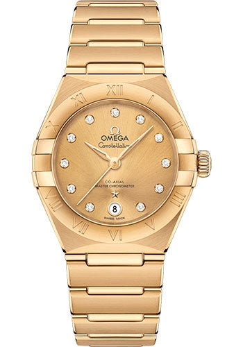Omega Constellation Manhattan Co-Axial Master Chronometer Watch – 29 mm Yellow Gold Case – Champagne Diamond Dial – 131.50.29.20.58.001