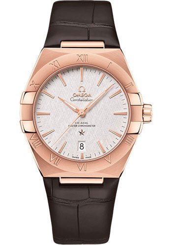 Omega Constellation OMEGA Co-Axial Master Chronometer – 39 mm Sedna Gold Case – Silvery Dial – Brown Leather Strap – 131.53.39.20.02.001