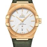 Omega Constellation OMEGA Co-Axial Master Chronometer – 39 mm Yellow Gold Case – White Silvery Dial – Olive Leather Strap – 131.53.39.20.02.002