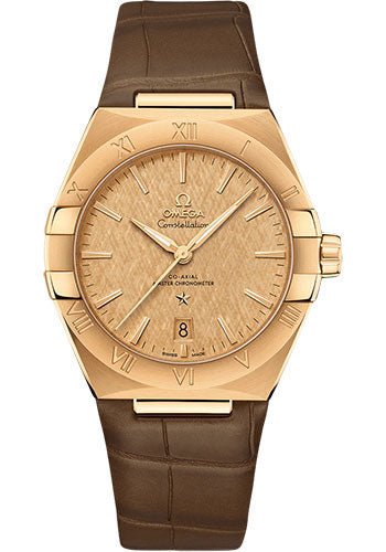Omega Constellation OMEGA Co-Axial Master Chronometer – 39 mm Yellow Gold Case – Champagne Dial – Brown Leather Strap – 131.53.39.20.08.001