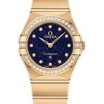 Omega Constellation Quartz – 25 mm Yellow Gold Case – Diamond Bezel – Blue Glass Diamond Dial – 131.55.25.60.53.001