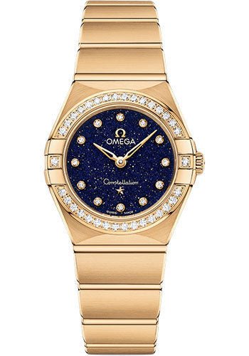 Omega Constellation Quartz – 25 mm Yellow Gold Case – Diamond Bezel – Blue Glass Diamond Dial – 131.55.25.60.53.001