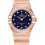 Omega Constellation Quartz – 25 mm Sedna Gold Case – Diamond Bezel – Blue Glass Diamond Dial – 131.55.25.60.53.002