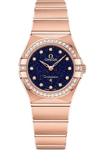 Omega Constellation Quartz – 25 mm Sedna Gold Case – Diamond Bezel – Blue Glass Diamond Dial – 131.55.25.60.53.002