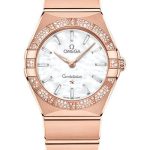 Omega Constellation Quartz – 28 mm Sedna Gold Case – Diamond Bezel – White Pearled Mother-Of-Pearl Diamond Dial – 131.55.28.60.55.003