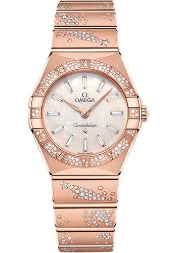 Omega Constellation Quartz – 28 mm Sedna Gold Case – Diamond Bezel – White Australiopal Diamond Dial – 131.55.28.60.99.001