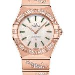 Omega Constellation Quartz – 28 mm Sedna Gold Case – Diamond Bezel – White Opal Emerald Dial – 131.55.28.60.99.004