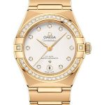 Omega Constellation Manhattan Co-Axial Master Chronometer Watch – 29 mm Yellow Gold Case – Diamond-Paved Bezel – Crystal White Silvery Diamond Dial – 131.55.29.20.52.002