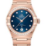 Omega Constellation Manhattan Co-Axial Master Chronometer Watch – 29 mm Sedna Gold Case – Diamond-Paved Bezel – Blue Diamond Dial – 131.55.29.20.53.001