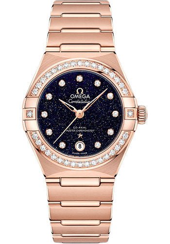 Omega Constellation Omega Co-Axial Master Chronometer – 29 mm Sedna Gold Case – Diamond Bezel – Blue Glass Diamond Dial – 131.55.29.20.53.003